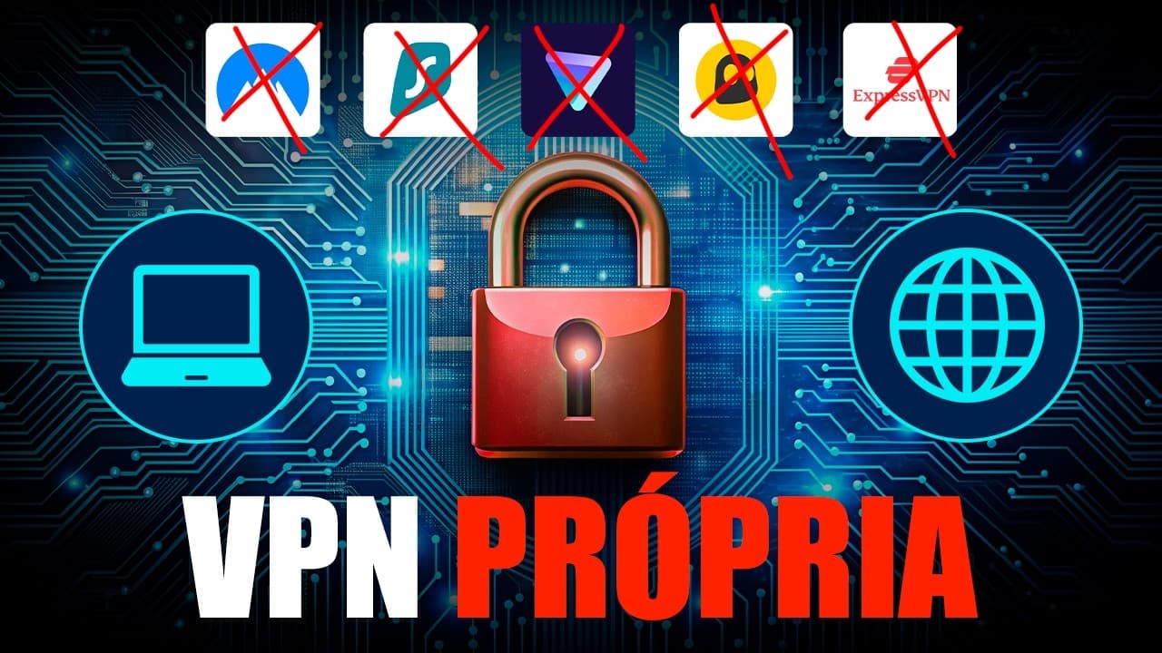 Bruno Fraga em frente ao terminal configurando um servidor VPN com WireGuard, com diagrama de conexão segura visível na tela