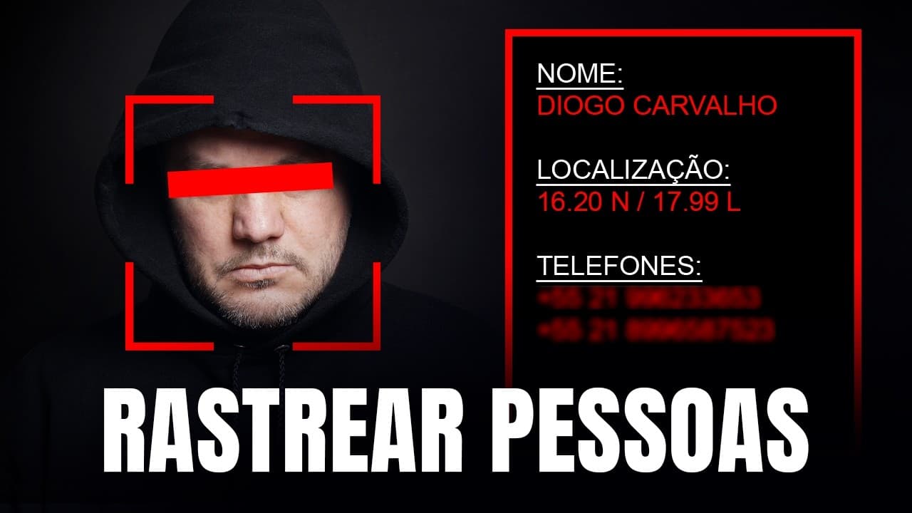 Bruno Fraga apresentando técnicas de localização e rastreamento de pessoas na internet com slides sobre fontes de dados do governo e OSINT