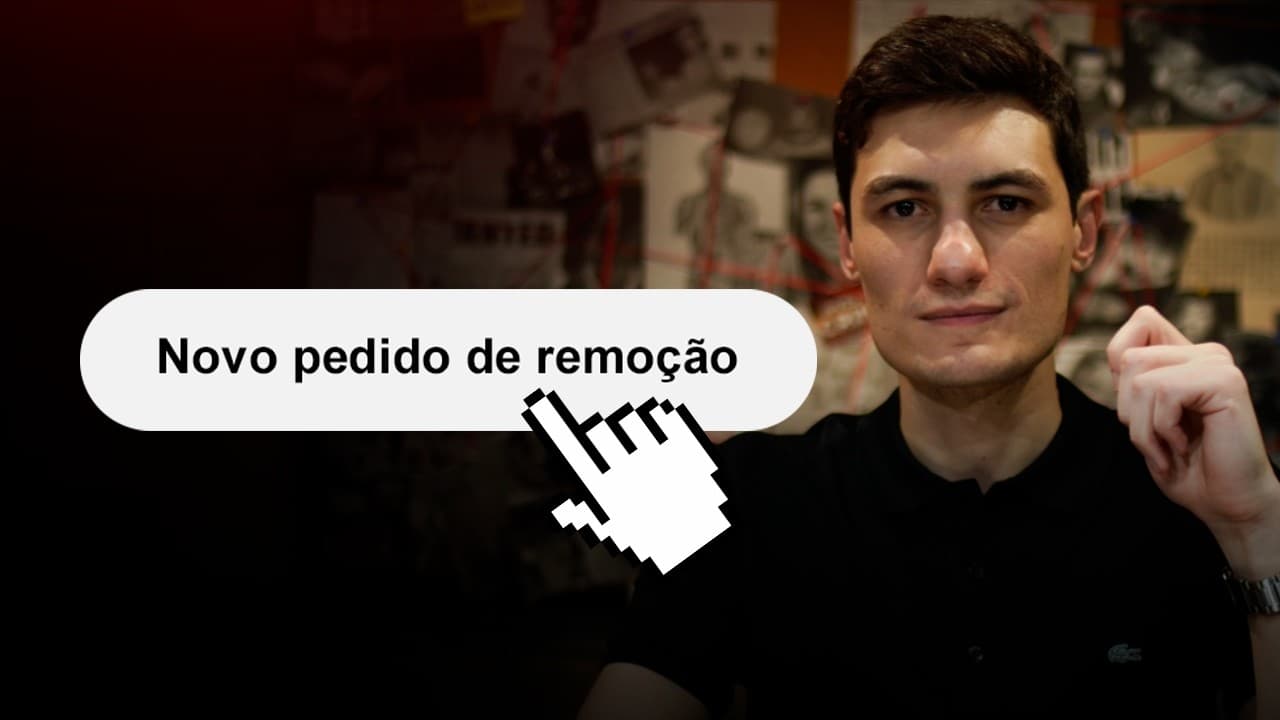 Bruno Fraga apresentando técnicas de remoção de conteúdo da internet em aulão ao vivo com interface de ferramentas de investigação ao fundo