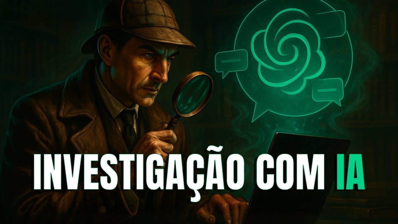 Tela dividida com um prompt de investigação sendo digitado no ChatGPT e um mapa de vínculos entre empresas ao lado